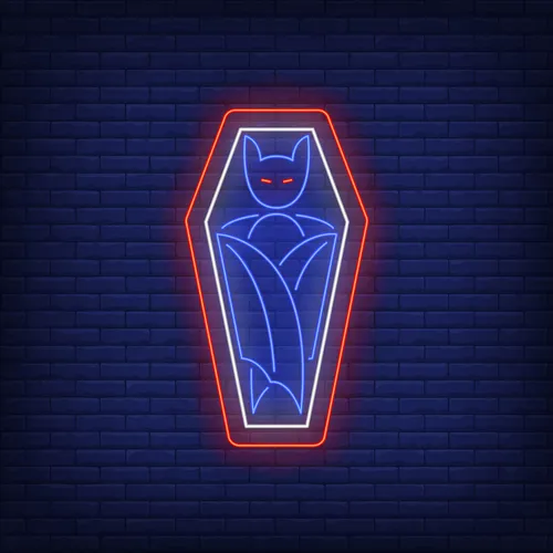 Vampire Coffin Neon Sign - Custom Stickers Now