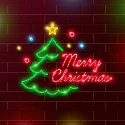 Tree Merry Christmas Neon Sign - Custom Stickers Now