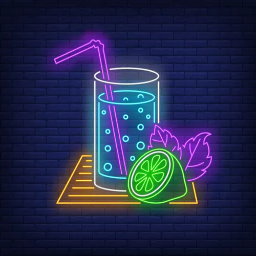 Lemonade Glass Neon Sign - Custom Stickers Now