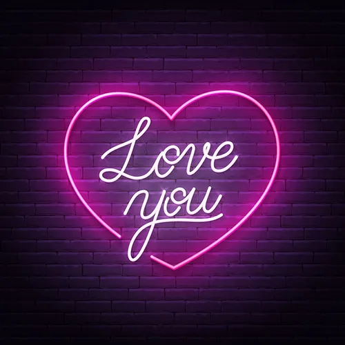 Pink Love You Neon Sign - Custom Stickers Now