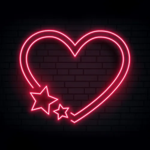 Red Love Heart Star Neon Sign - Custom Stickers Now