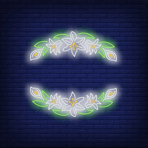White Flower Neon Sign - Custom Stickers Now