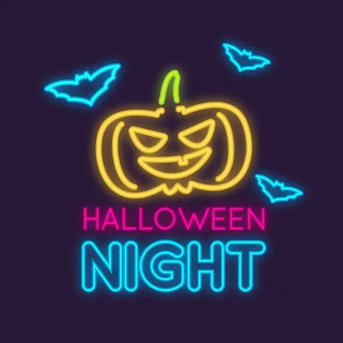 Pumpkin Halloween Night Neon Sign - Custom Stickers Now