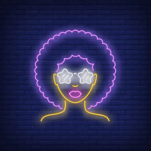 Afro Retro Girl Neon Sign - Custom Stickers Now