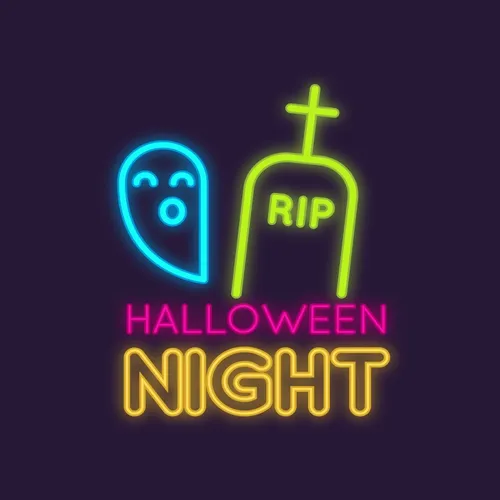 RIP Ghost Halloween Night Neon Sign - Custom Stickers Now