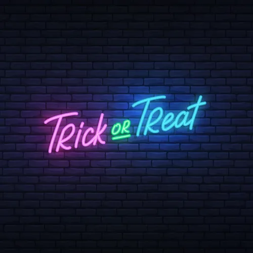 Trick or Treat Lettering Neon Sign - Custom Stickers Now