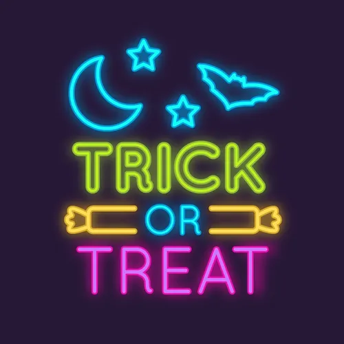 Trick Or Treat Neon Sign - Custom Stickers Now
