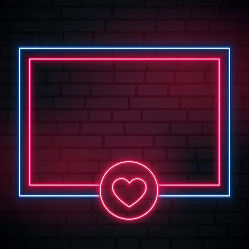 Love Heart Neon Glowing Frame Neon Sign - Custom Stickers Now