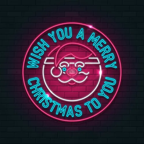 Circle Santa Christmas Neon Sign - Custom Stickers Now