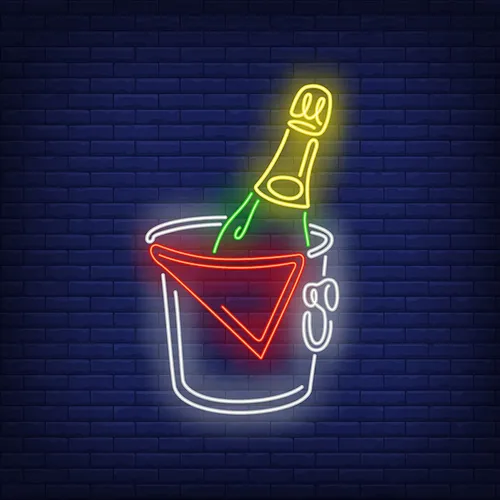 Wine in Ice Bucket Neon Sign - Custom Stickers Now
