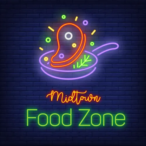 Midtown Food Zone Neon Sign - Custom Stickers Now