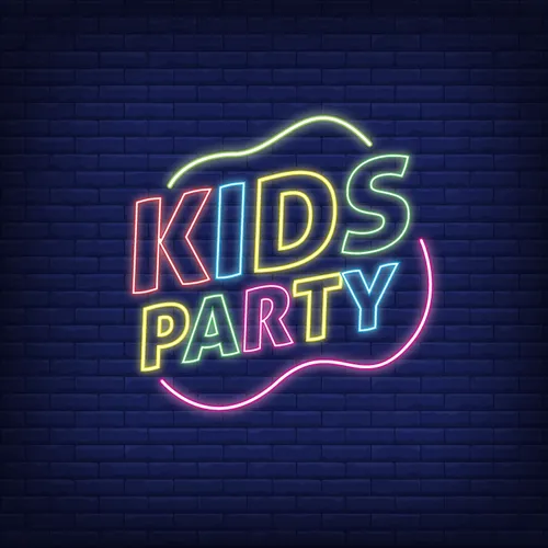 Kids Party Neon Sign - Custom Stickers Now