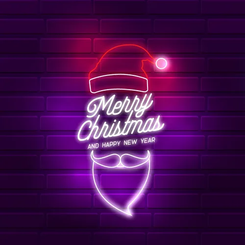Santa Greeting Merry Christmas and New Year Neon Sign - Custom Stickers Now
