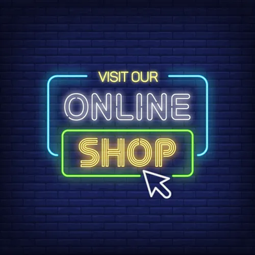 Online Shop Neon Sign - Custom Stickers Now