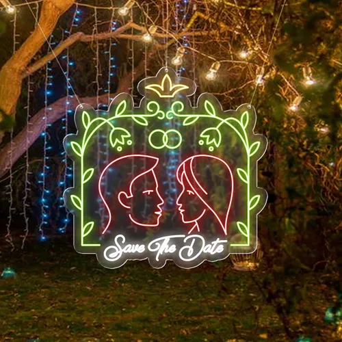 Save The Date Neon Sign - Custom Stickers Now