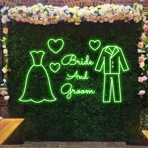 Bride and Groom Neon Sign - Custom Stickers Now