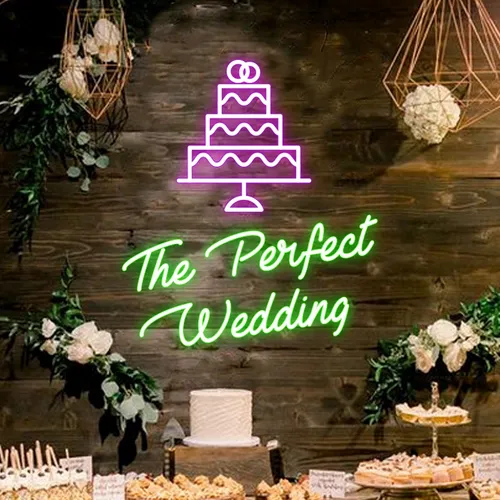 The Perfect Wedding Neon Sign - Custom Stickers Now