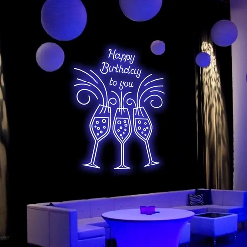 Cocktail Birthday Party Neon Sign - Custom Stickers Now