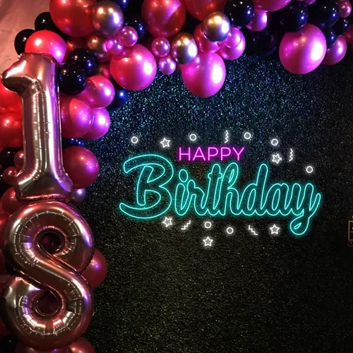 Cool Happy Birthday Neon Sign - Custom Stickers Now