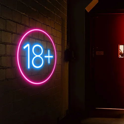 Eighteen Plus Neon Sign - Custom Stickers Now