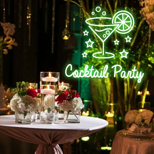 Cocktail Party Neon Sign - Custom Stickers Now