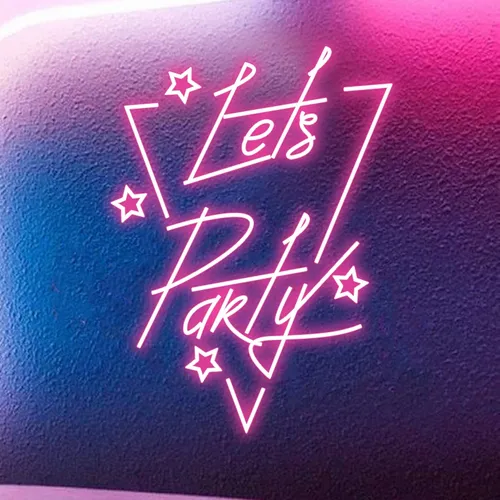 Let’s Party in Triangle Neon Sign - Custom Stickers Now