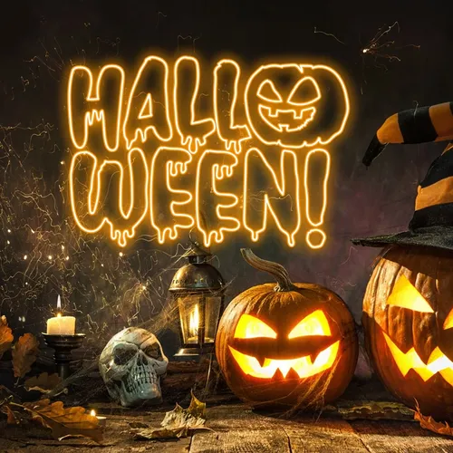 Halloween Neon Sign - Custom Stickers Now
