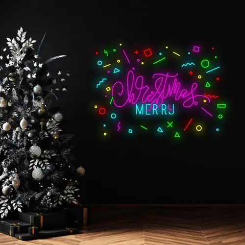 Christmas Merry Neon Sign - Custom Stickers Now