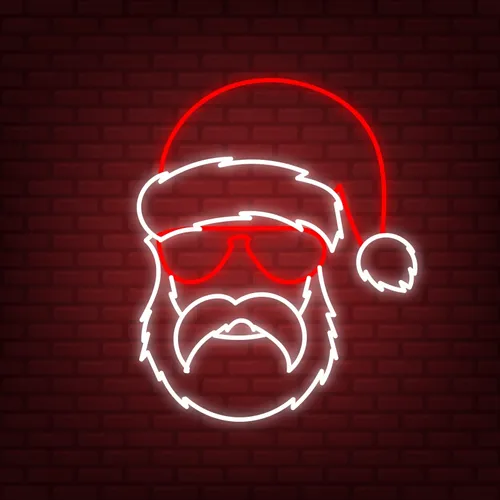 Hipster Santa Neon Sign - Custom Stickers Now
