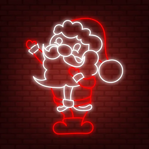 Red White Santa Neon Sign - Custom Stickers Now