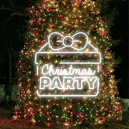 Christmas Party Gift Box Neon Sign - Custom Stickers Now