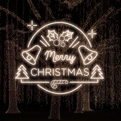 Merry Christmas Bell and Tree Neon Sign - Custom Stickers Now