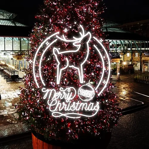Merry Christmas Deer Head-Up Neon Sign - Custom Stickers Now