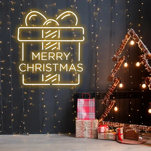 Merry Christmas Gift Neon Sign - Custom Stickers Now