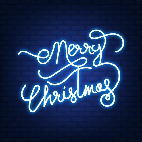 Merry Christmas Handwriting Neon Sign - Custom Stickers Now