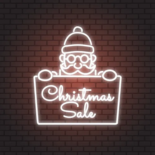 Christmas Sale Santa Neon Sign - Custom Stickers Now