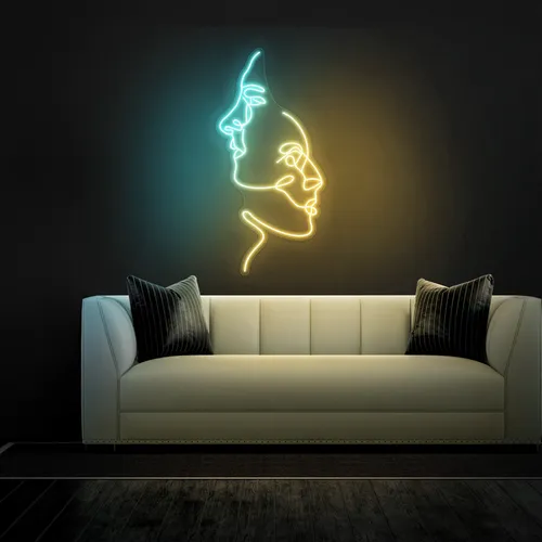 TWO FACE Graphic Neon Sign - Custom Stickers Now
