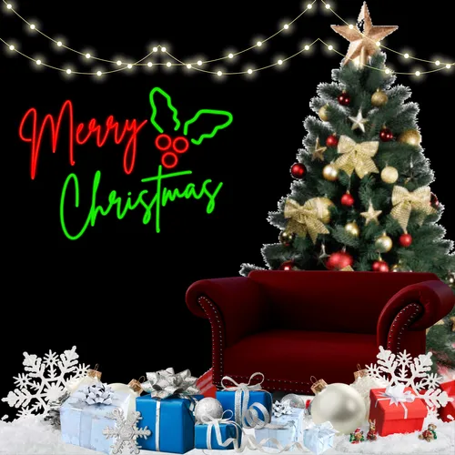 Sparkly Yuletide Neon Sign - Custom Stickers Now