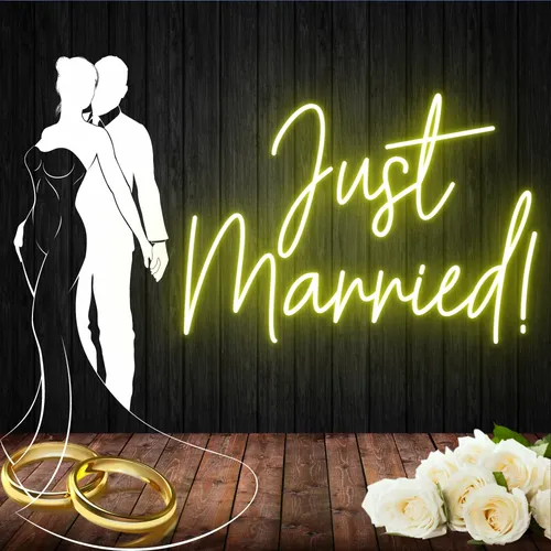Just Married! Neon Sign - Custom Stickers Now