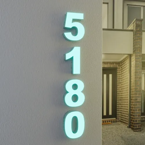 Face Lit House Number - Custom Stickers Now