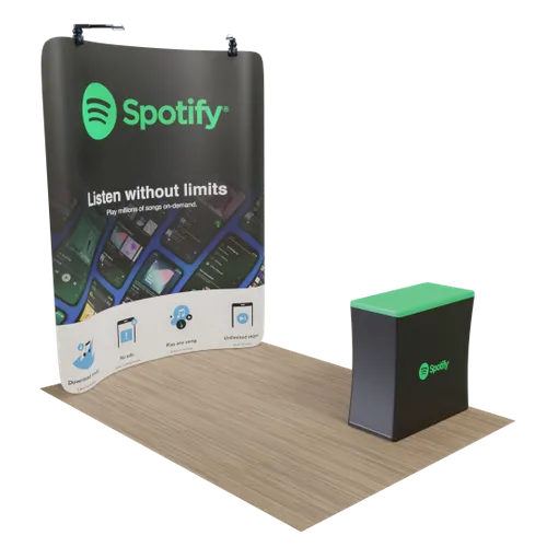 Custom Curved Zip Up Trade Show Display Backdrop Booth Stand 8' x 8' - Custom Stickers Now