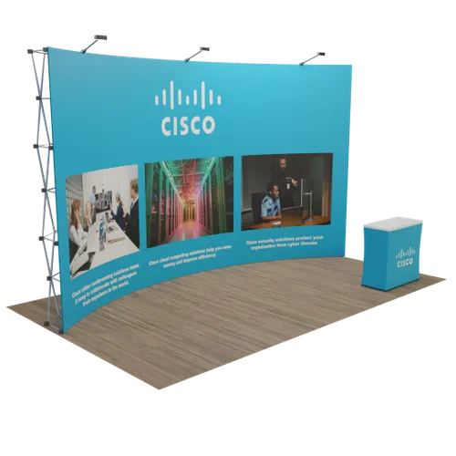 Custom Curved Pop Up Display Stand 20' x 10' (ft) - Custom Stickers Now