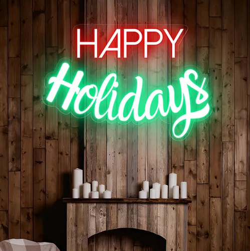 Happy Holidays Neon Sign - Custom Stickers Now