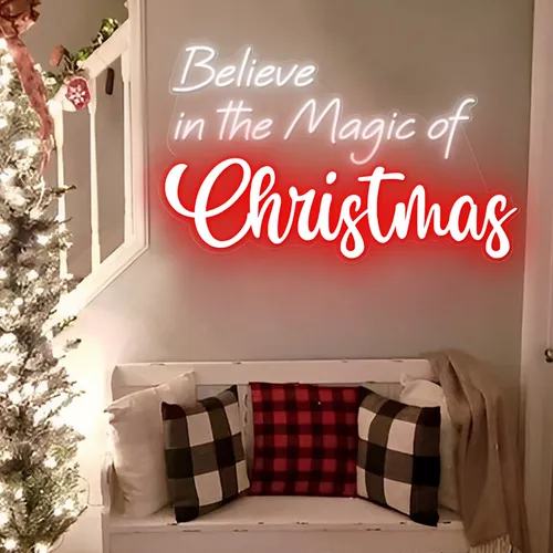 Believe in the Magic of Christmas Neon Sign - Custom Stickers Now