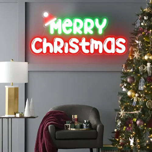 Merry Christmas Neon Sign - Custom Stickers Now