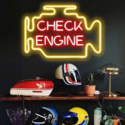 Check Engine Neon Sign - Custom Stickers Now