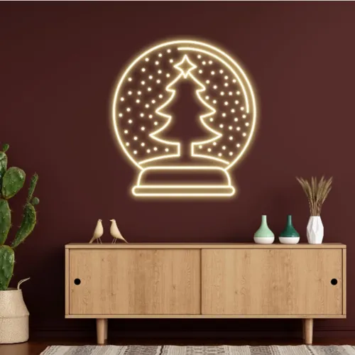Warmie Merry Christmas Snowglobe Neon Sign - Custom Stickers Now