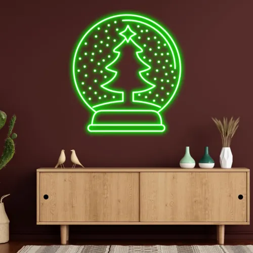 Merry Christmas Snowglobe Neon Sign - Custom Stickers Now