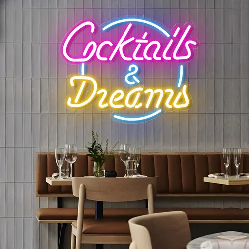 Cocktails and Dreams LED Neon Sign - Custom Stickers Now