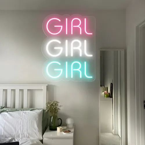 Girls Girls Girls Neon Sign - Custom Stickers Now